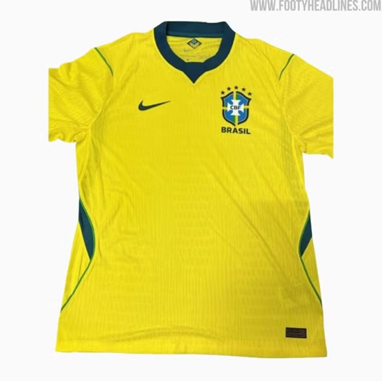 Primeira camisa do Brasil para a Copa do Mundo de 2026 (Foto: Reprodução/FootyHeadlines)