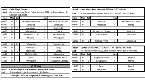 Calendário Jogos Abertos do Interior (Foto: Divulgação/ Prefeitura de Ribeirão Preto)