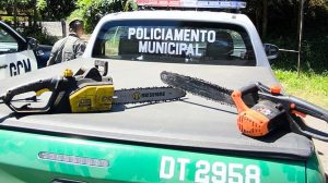 Motosserras apreendidas pela GCM / Foto: Divulgação