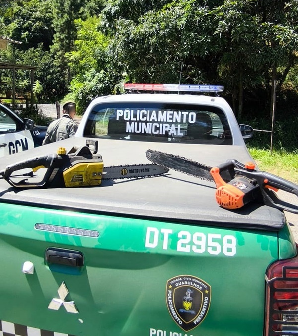 Motosserras apreendidas pela GCM / Foto: Divulgação
