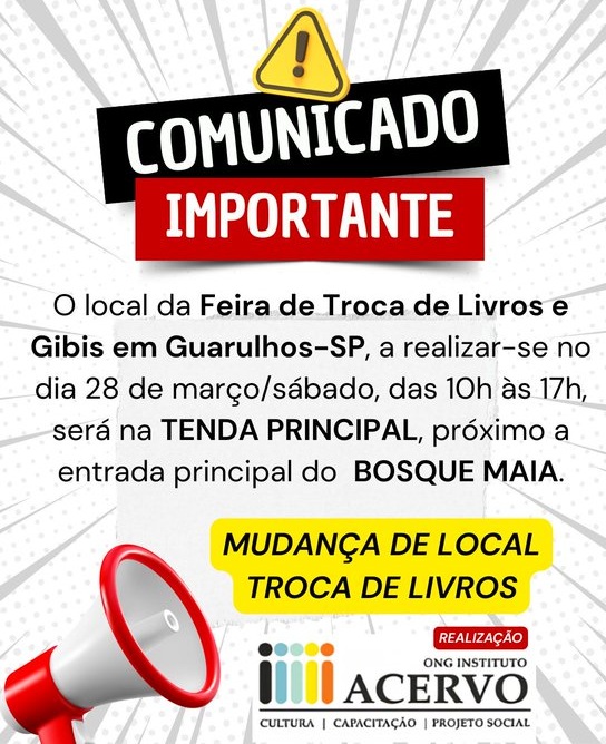 Troca de livros gratuita acontece no Bosque Maia, em Guarulhos (Foto-Divulgação)