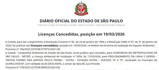 (Print/Diário Oficial de SP)