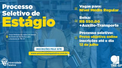 Inscrições para 175 vagas de estágio no TRE-SP terminam neste domingo (Foto-Divulgação)