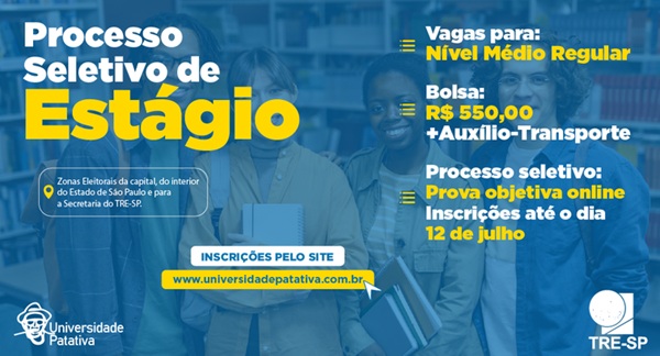 Inscrições para 175 vagas de estágio no TRE-SP terminam neste domingo (Foto-Divulgação)