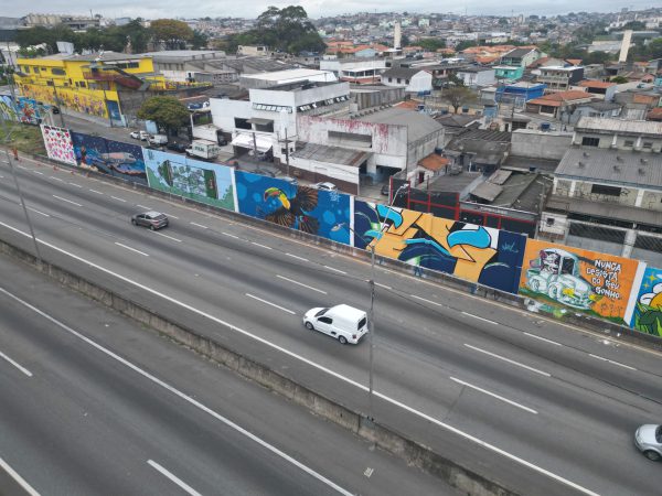 Via Dutra vira galeria a céu aberto com obras de artistas (Foto: Diego Fróis /PMG)