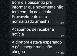 Mensagem enviada no grupo do transporte escolar